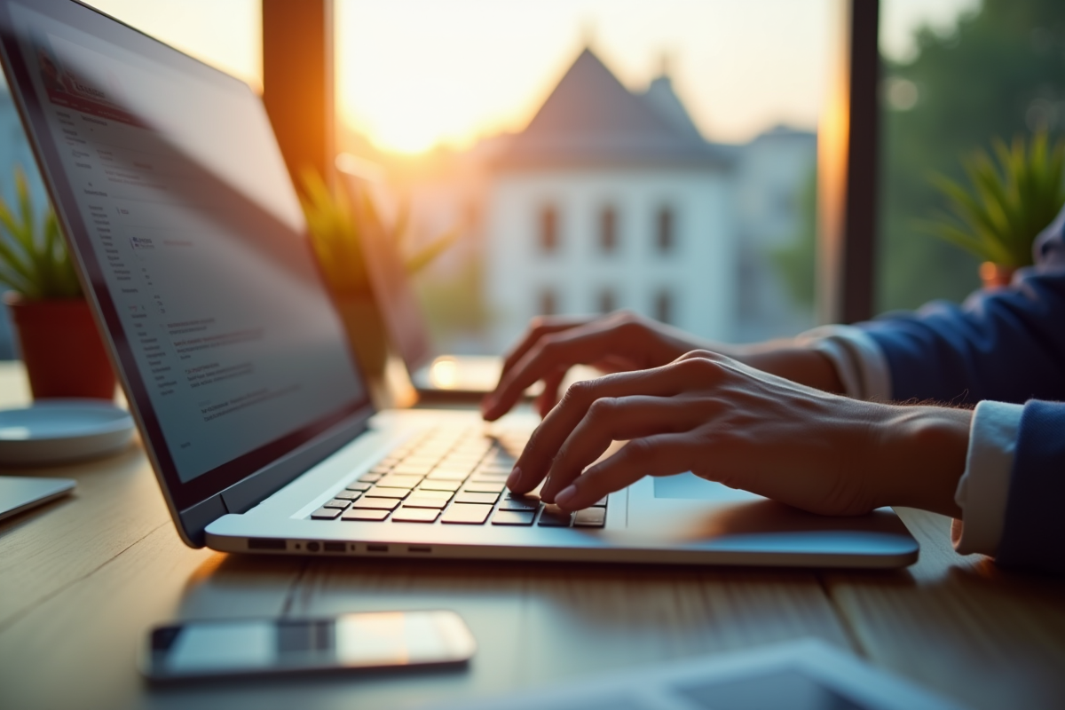 Mains tapant sur un clavier d