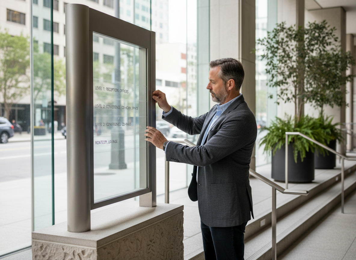 Homme freelance ajustant un plan de ville dans un hall lumineux