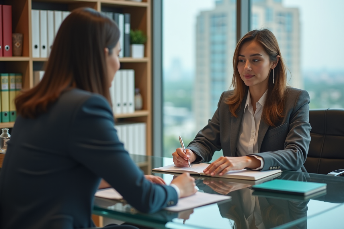Jeune femme discutant avec un conseiller en prêt immobilier