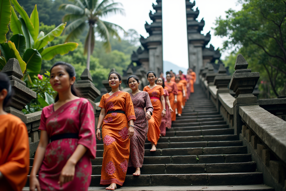 Femmes balinaises en procession vers le temple de Besakih