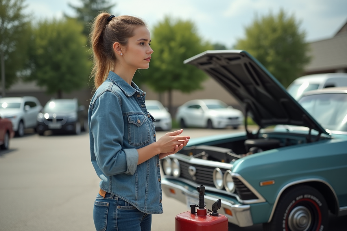 Jeune ingénieure automobile à côté d