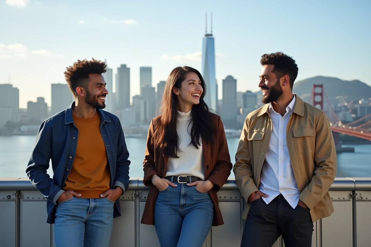 Groupe de jeunes professionnels sur un rooftop à San Francisco
