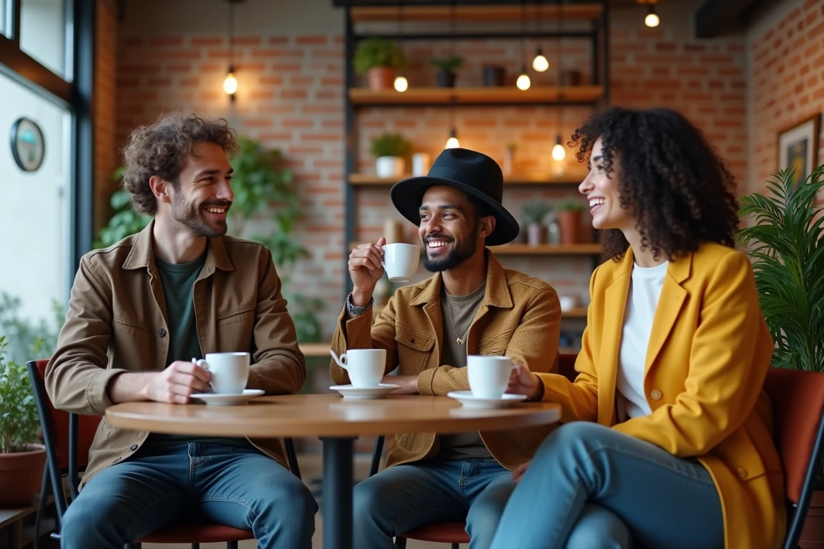 Groupe de jeunes dans un café tendance
