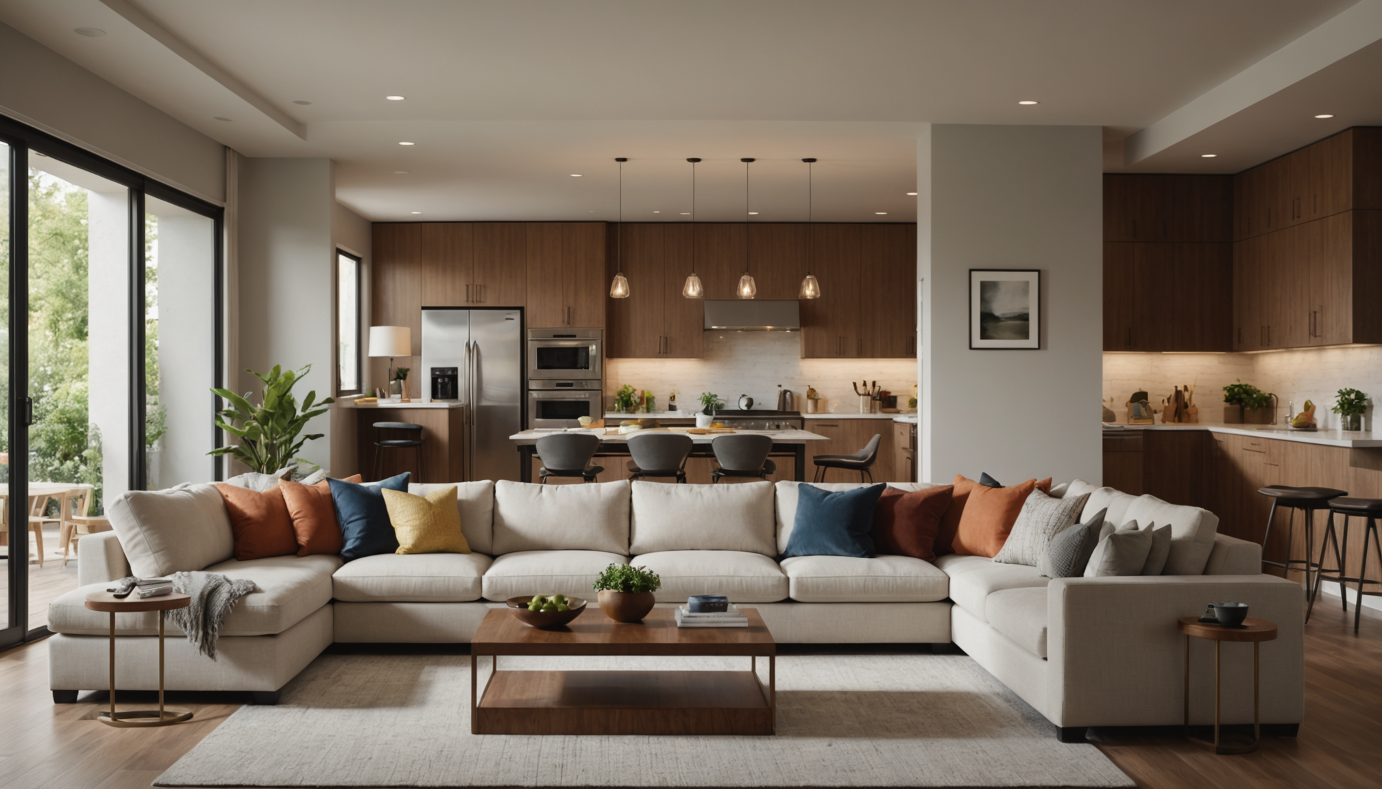 Illustration : dans un espace ouvert combinant salon et salle &mdash; canap&eacute; en u : tout ce qu'il faut savoir avant d'acheter