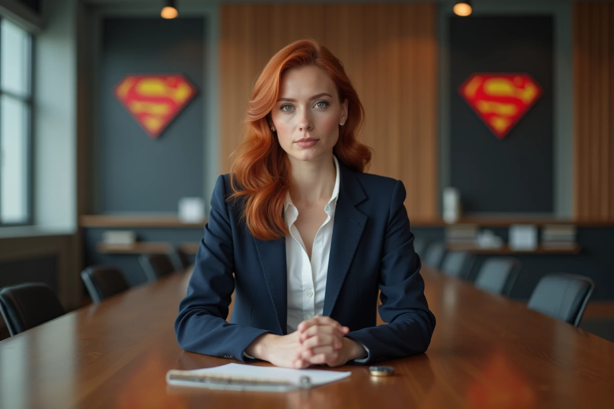 Femme en costume assise lors d