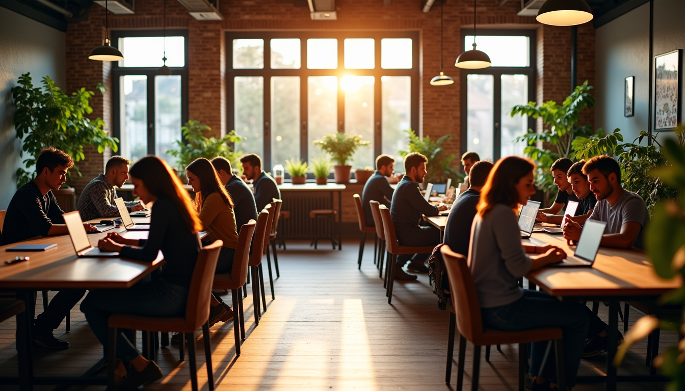 Illustration : ires sociaux où se réinventent les dynamiques professionnelles — espace de travail à lyon : les nouvelles façons de travailler autrement ?