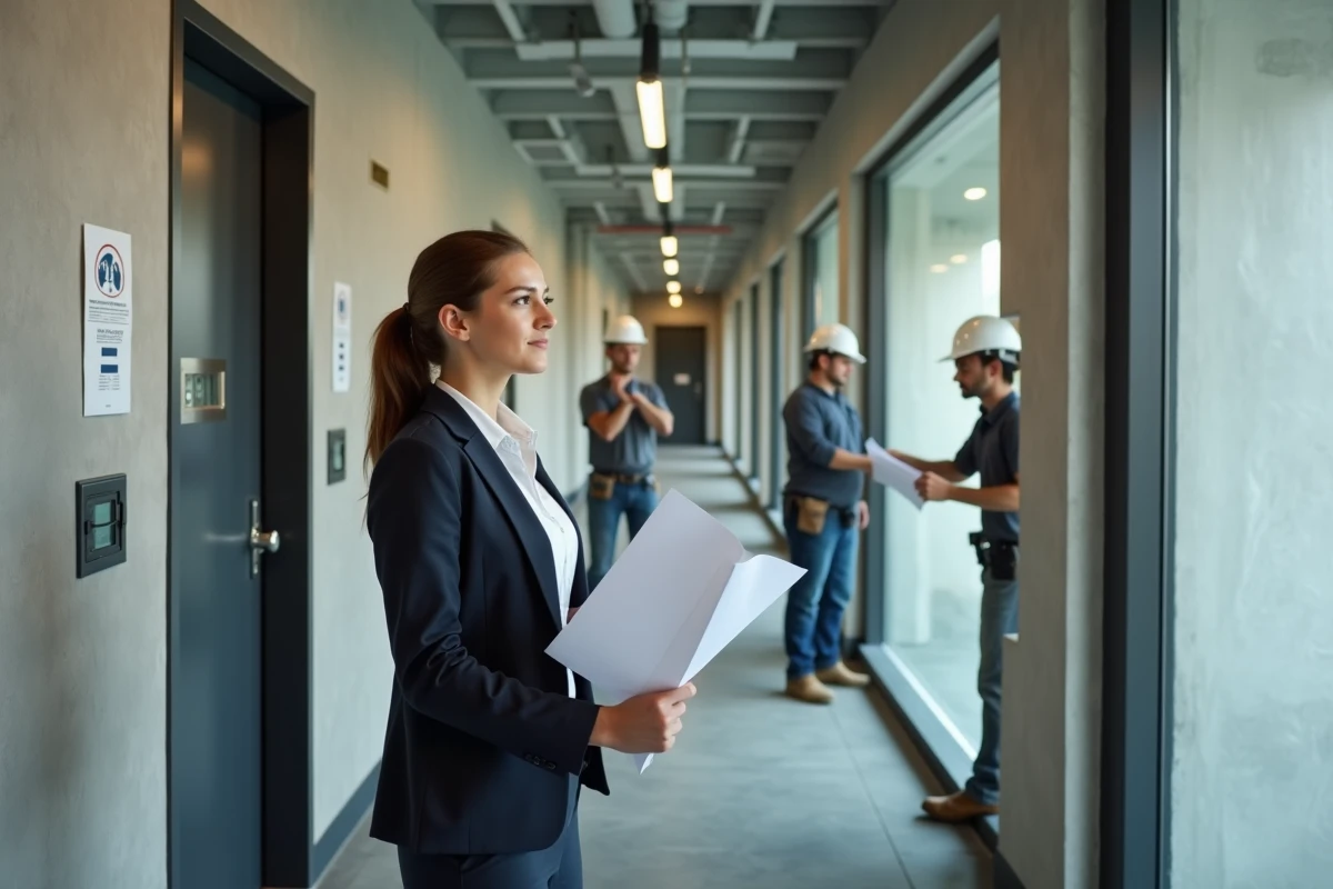 Architecte donnant des instructions aux ouvriers en rénovation