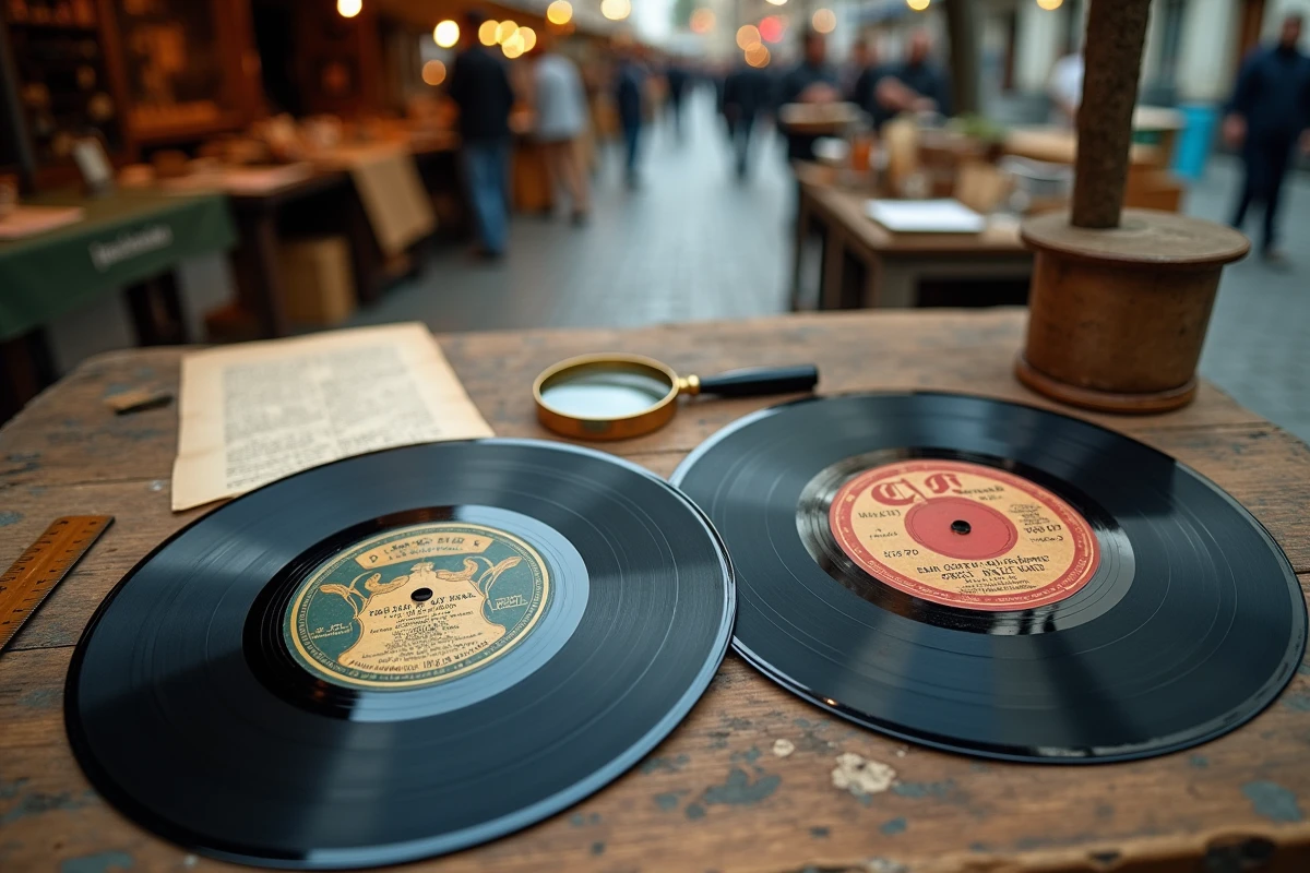 Comparaison de deux étiquettes de disques 78 tours pour identifier et dater leur période de fabrication