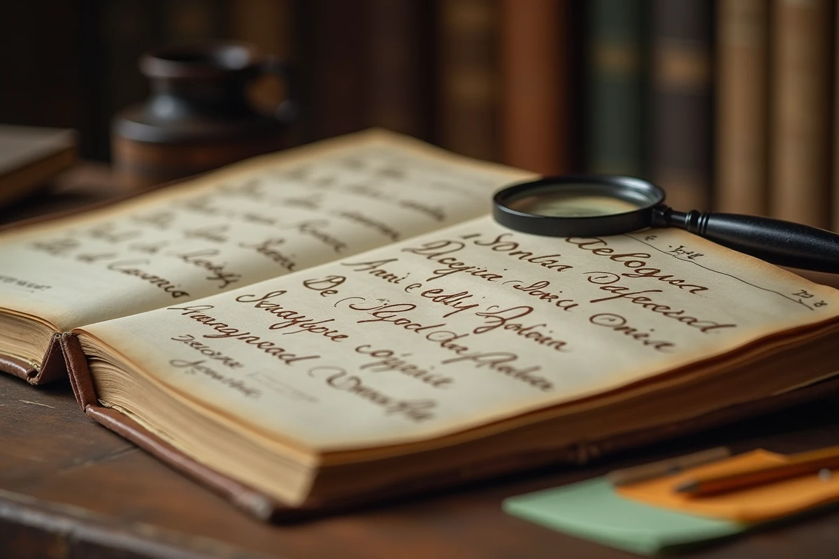 Gros plan sur un registre de recensement du XIXe si&egrave;cle avec des entr&eacute;es manuscrites du patronyme Delogu en &eacute;criture cursive ancienne