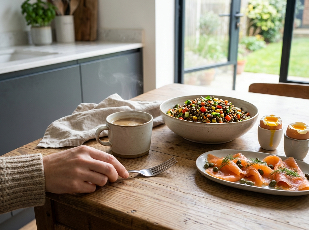 salade lentilles saumon oeufs