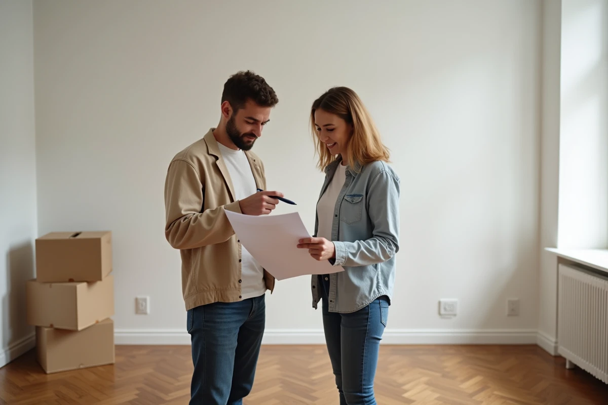 Couple v&eacute;rifiant les d&eacute;marches administratives France Travail avant un d&eacute;m&eacute;nagement
