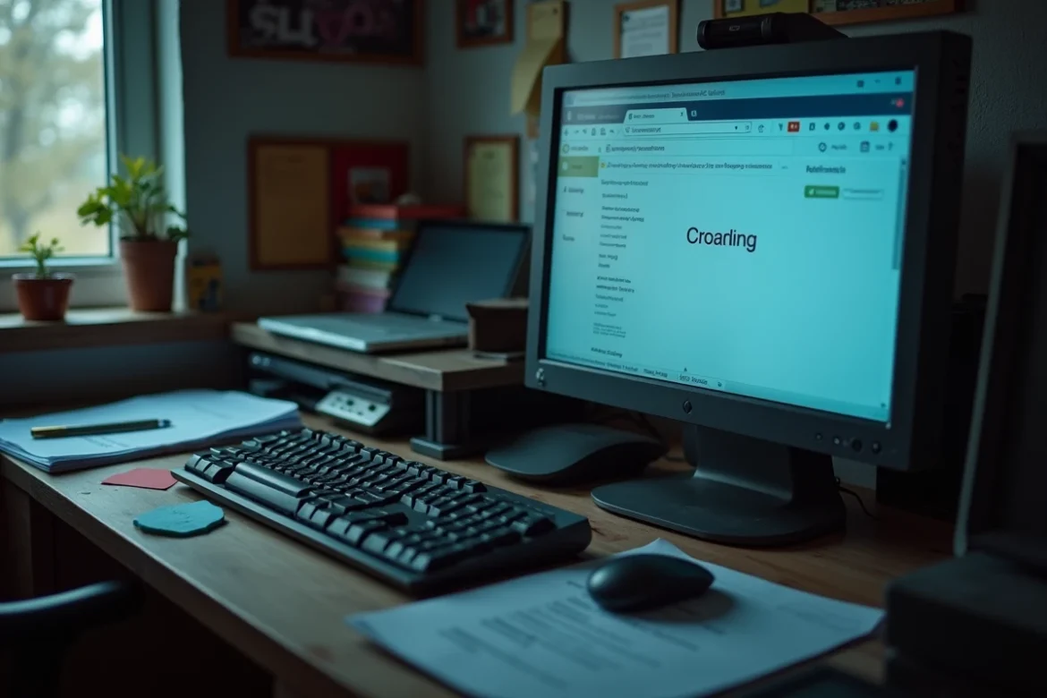 &Eacute;cran d'ordinateur de bureau affichant une messagerie Orange en cours de chargement lent sur un bureau encombr&eacute;