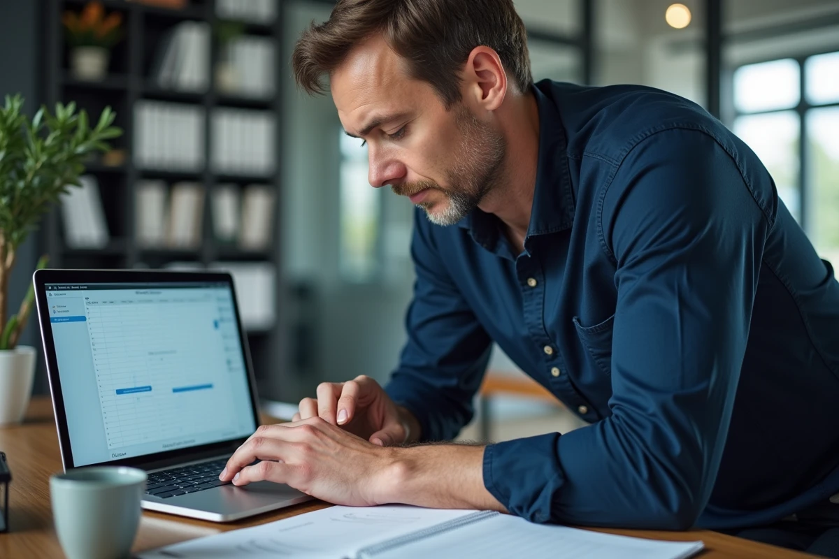 Homme consultant un calendrier numérique et un agenda imprimé pour optimiser les ponts et jours fériés en 2026 au bureau