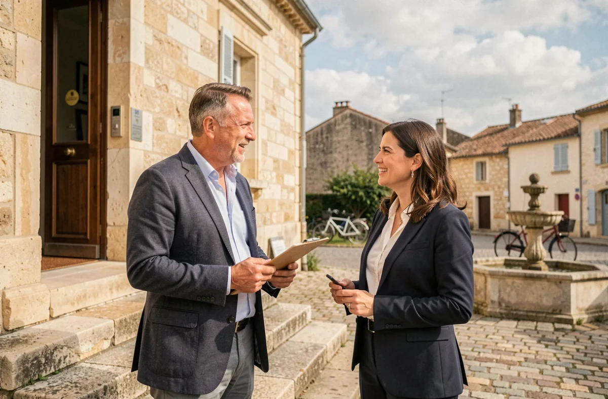 Maire adjoint devant la mairie d'une petite commune rurale fran&ccedil;aise, symbolisant l'impact de la taille de la population sur les indemnit&eacute;s municipales en 2026