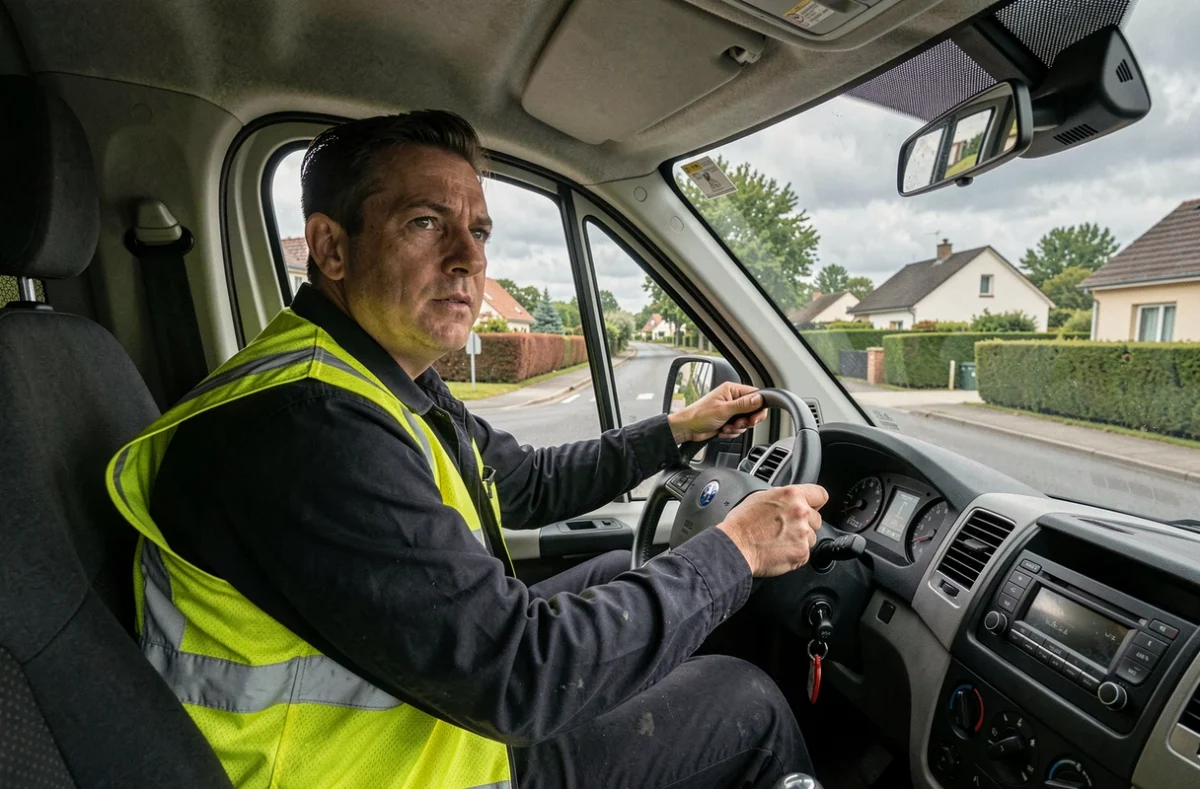 Technicien Etienne Services en route pour une intervention d'urgence dans le réseau Essonne