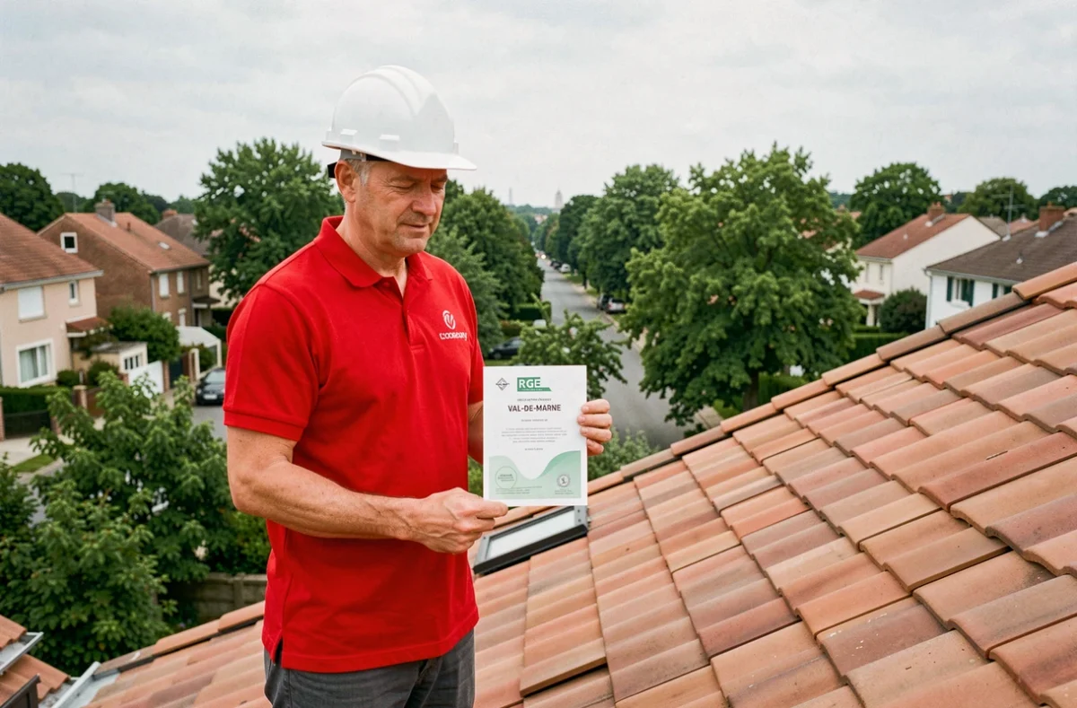 Couvreur certifié de Toiture Martin présentant ses certifications RGE en Val-de-Marne