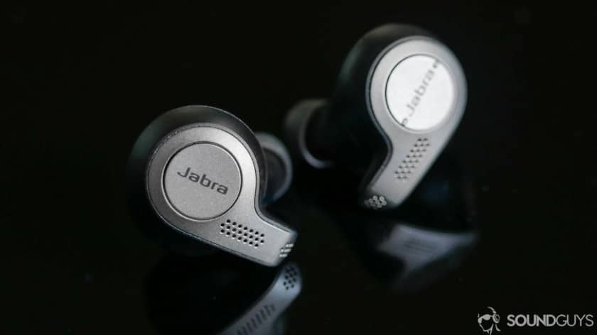 Samsung Galaxy S10 headphone: A photo of the Jabra Elite 65t true wireless earphones.